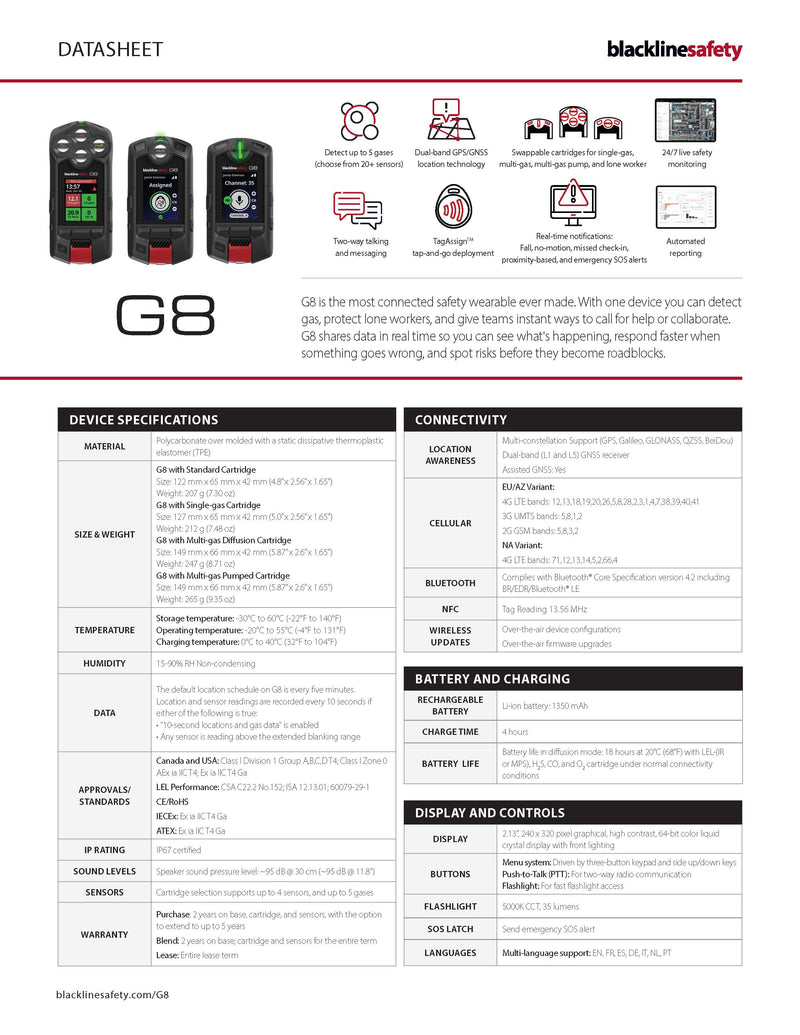 Load image into Gallery viewer, G8 MULTIGAS PURCHASE 2YR LP (LEL), CO, H2S, O2 SENSORS, PRO PLAN