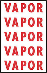 DECAL-VINYL VAPOR LABEL RED ON WHITE 4" X 1" 5/SHEET