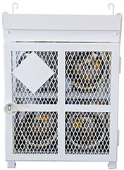 WHITE POWDER COATED FORKLIFT CYL CAGE THAT HOLD FOUR 33#