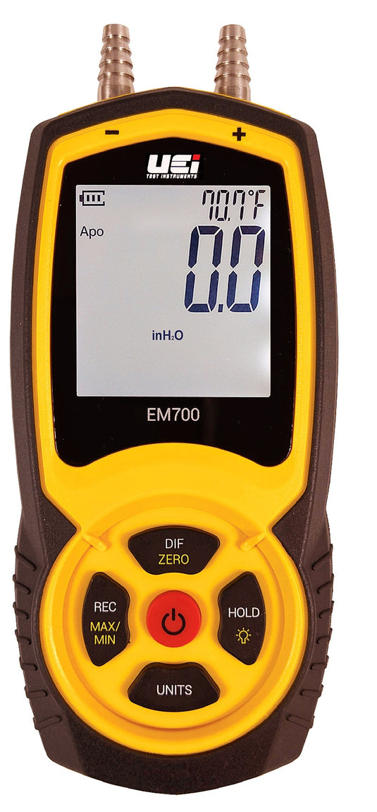 Electronic manometer, 20" WC w/ 18" hose,1/8"MPT test adapt