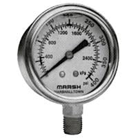 0-400 PSI LIQ FILL PRESSURE GAUGE 1/4" BRASS CTR/BACK CONN