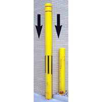 YELLOW W/ RED TAPE POST GUARD BOLLARD COVER 8-7/8" DIA BY