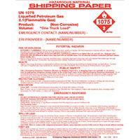 HAZARDOUS MATERIAL 1075 SHIPPING PAPER