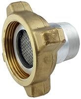 BRASS HOSE COUPLING 2 MNPT X 3-1/4" FEMALE ACME WITH SCREEN