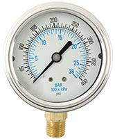 0-400 PSI LIQ FILL PRESSURE GAUGE 1/4