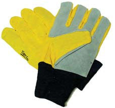 Flex Thumb Glove - Yellow Knit with Leather Palm