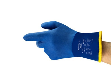 Versatouch PVC blue gloves w acrylic liner safety cuff XL