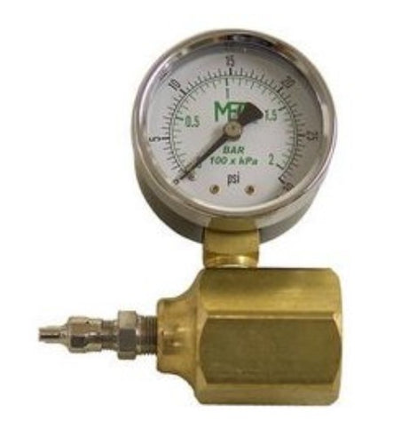 Gas Test Adapter 0-30 PSI Gaug 3/4 FNPT x Schrader Valve