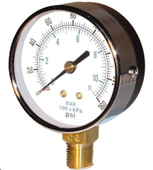 0-160 PSI pressure gauge 2" dial bottom connect, 1/4" MPT