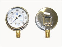 0-300 PSI liquid filled gauge 2" dial bottom connect 1/4" MP