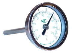 1/2 MPT Thermometer -40 to 120 3" dial, Steel  4" Long Tube