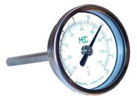 1/2 MPT Thermometer -40 - 120F 3" dial, Steel 6" Tube