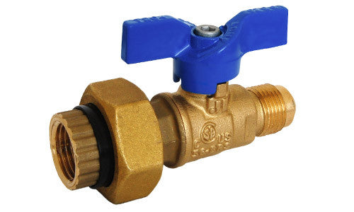 1/2" male flare x 1/2" FPT valve with dielectric union