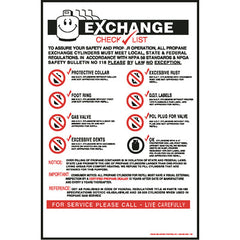 12X16 cylinder exchange check list decal