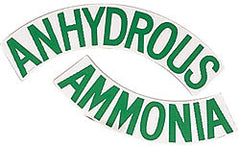 4" NH3 Anhydrous Ammonia vinyl decal, green letters, curved