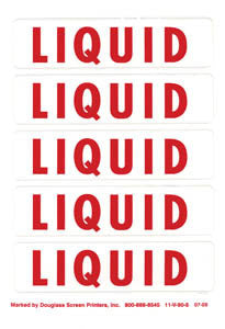 "Liquid" five per sheet 1 X 4" decal