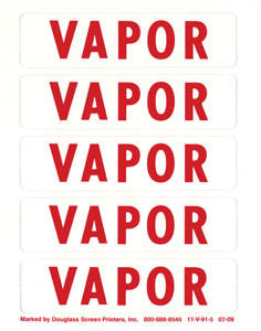 "Vapor" five per sheet 1 X 4" vinyl decal