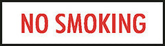 SIGN-METAL NO SMOKING 3" LTRS RED ON WHITE 22" X 4" W/HOLES