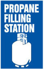 SIGN-METAL PROPANE FILLING 6" LTRS WHITE ON BLUE 1FACE 2'X4'