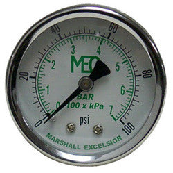 GAUGE-1/4" MPT BRASS BACK MT 2" STEEL DIAL DRY 0-15 PSI