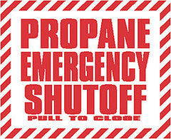 SIGN-POLY EMER SHUTOFF PULL RED ON WHITE 10" X 12"