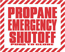 SIGN-POLY EMER SHUTOFF PUSH RED ON WHITE 10