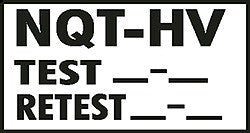 DECAL-VINYL NQT-HV TEST BLACK ON WHITE 10.25