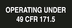 DECAL-VINYL OPERATING UNDER 49CFR WHITE ON BLK 5.75