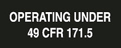 DECAL-VINYL OPERATING UNDER 49CFR WHITE ON BLK 5.75" X 2.2