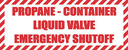 DECAL-VINYL EMER SHUTOFF RED ON WHITE 30" X 12"