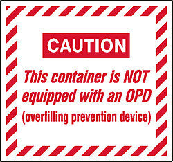 DECAL-VINYL CAUTION NO OPD RED ON WHITE 3.75