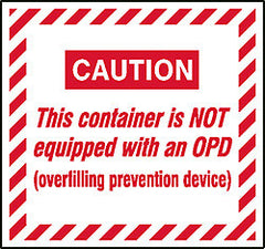 DECAL-VINYL CAUTION NO OPD RED ON WHITE 3.75" X 4"