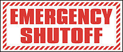 DECAL-VINYL EMER SHUTOFF RED ON WHITE 6