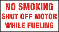 DECAL-VINYL NO SMOKING SHUTOFF MOTR 6" LTRS WHITE/RED 18"X12"