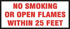 DECAL-VINYL NO SMKNG OR OPN FLME 25' 4"LTRS RED/WTE 18X12"
