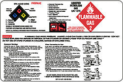 DECAL-VINYL 3 IN 1 PROPANE HAZ 4 COLORS ON WHITE 6.75