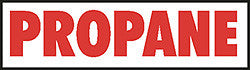 DECAL-VINYL PROPANE 8" LTRS RED ON WHITE 38" X 9"