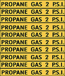 DECAL-VINYL PROPANE GAS 2 PSI BLACK ON YELLOW 3/8