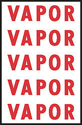 DECAL-VINYL VAPOR LABEL RED ON WHITE 4