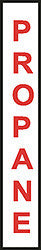 DECAL-VINYL PROPANE VERTICAL RED ON WHITE 8' VERT X 9